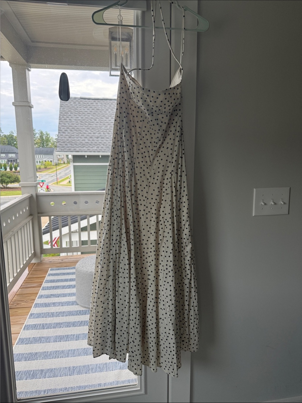 Zara Cream Slip Midi Dress with Black Polka Dots
